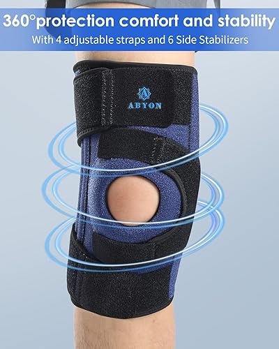 Miniatura 3 de ABYON Rodillera para mujeres y hombres, desgarro de menisco, ligamento cruzado anterior, artritis, soporte de rodilla con estabilizadores laterales