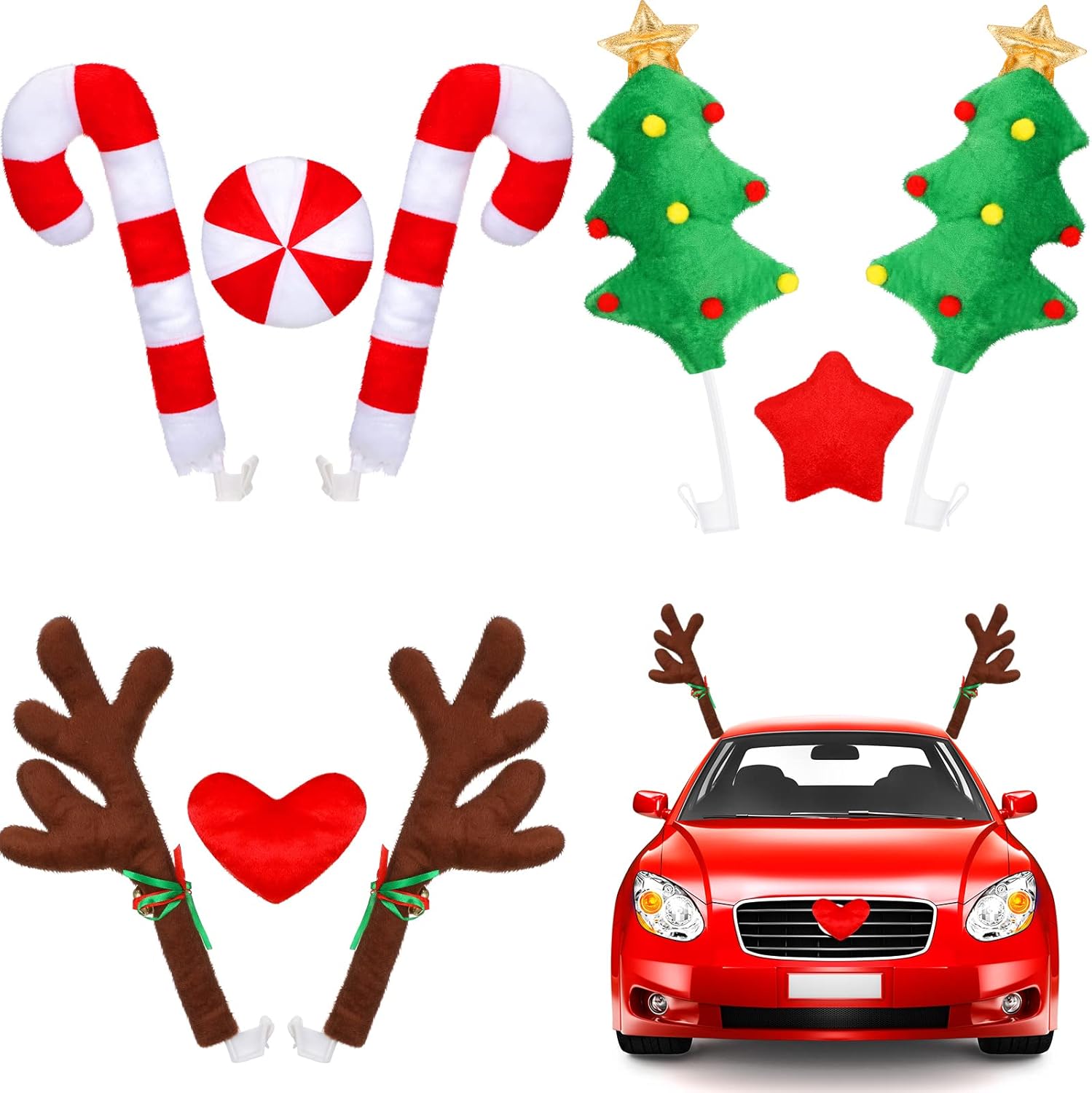 3 Pieces Car Reindeer Antler Kit Christmas Decorations Deer