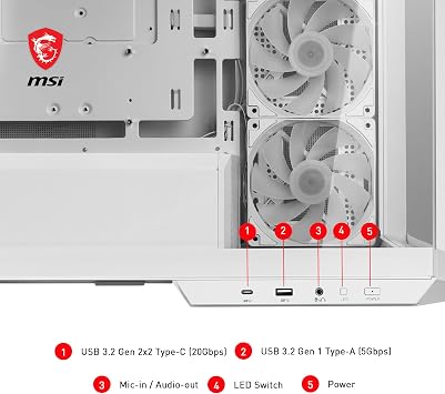 Msi ماج لوحة M100r Pz الأبيض خفف من الزجاج 3 X120mm 1 X120mm Argb مروحة ماتكس الأبيض بانورامية الألعاب حالة الكمبيوتر