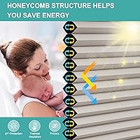Vista 3 de Changshade Persianas Celulares Opacas, Persianas de Panal para Ventanas sin Cordón con Rieles de Aleación de Aluminio, Tela de Color Combinado