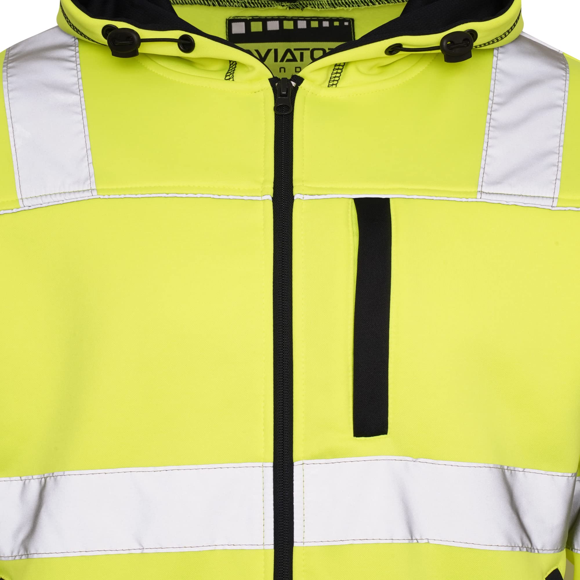 Sweat à capuche haute visibilité réfléchissant pour le travail de sécurité, sweat à capuche haute visibilité, 3 poches zippées (taille L, fermeture éclair jaune)
