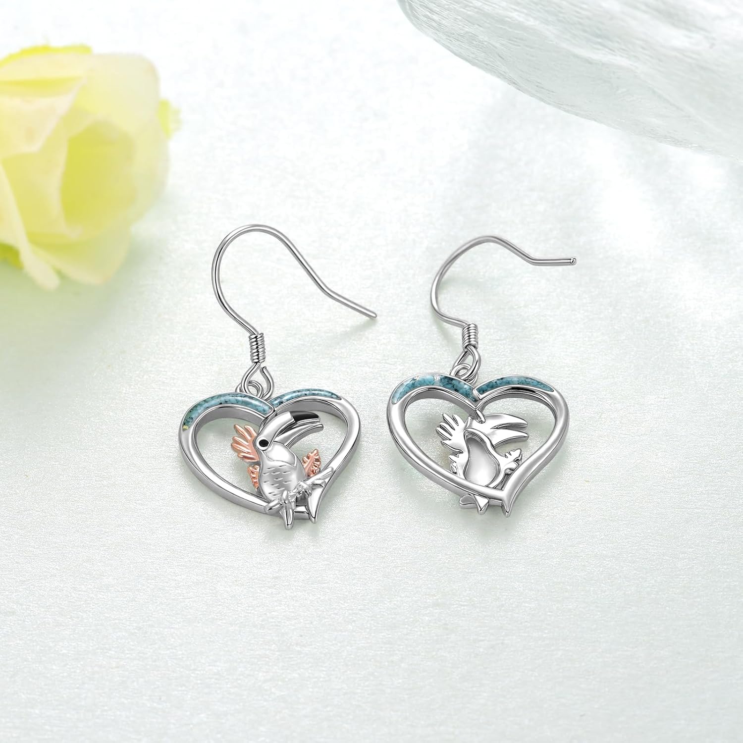 Toucan Bird Dangle Earrings 925 Sterling Silver Tropical Bird Earrings Toucan Jewelry Gifts for Women