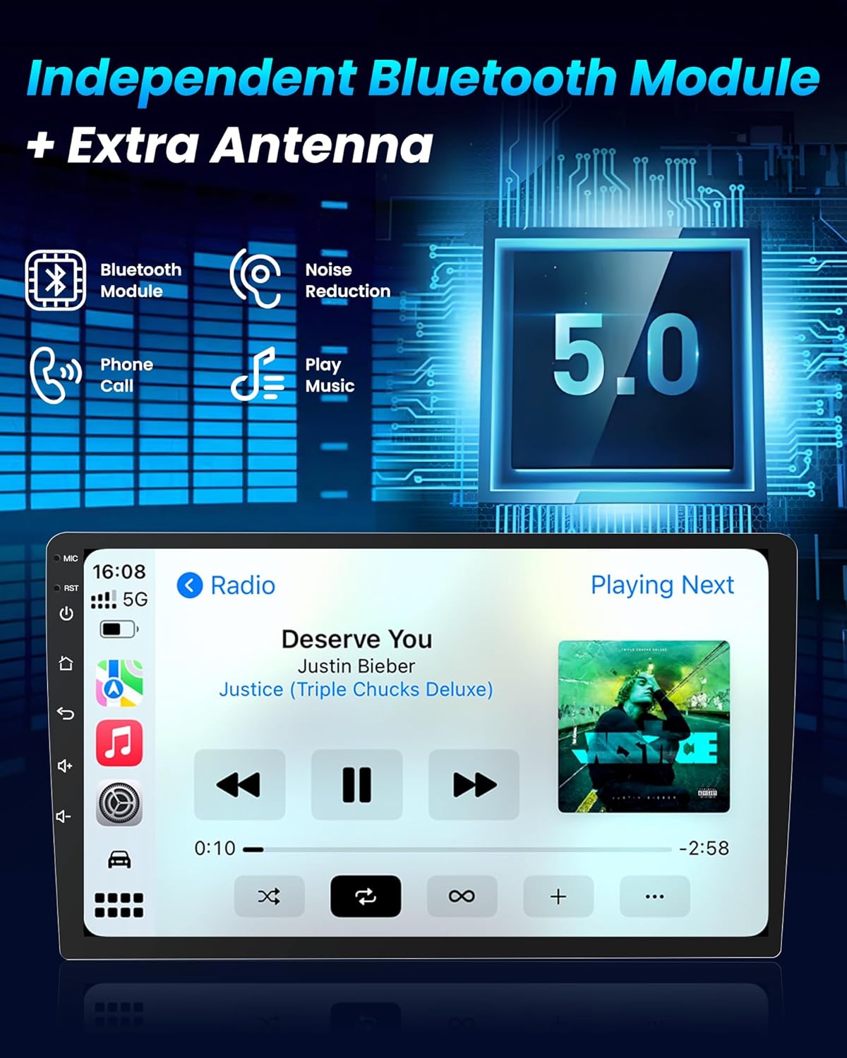 5G WiFi Car Radio for 2012-2016 Chevy Aveo Sonic: 9inch 1280x800P IPS Touch Screen Stereo with Wireless CarPlay Android Auto Bluetooth5.0 GPS Navigation FM SWC 1080P Backup Camera