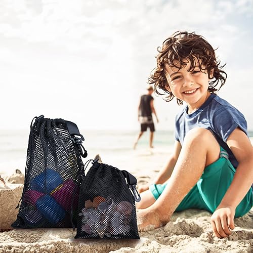 Miniatura 7 de Riuog 10 bolsas de malla con clips, bolsas de almacenamiento de nailon portátiles para juguetes, almacenamiento deportivo, actividades al aire