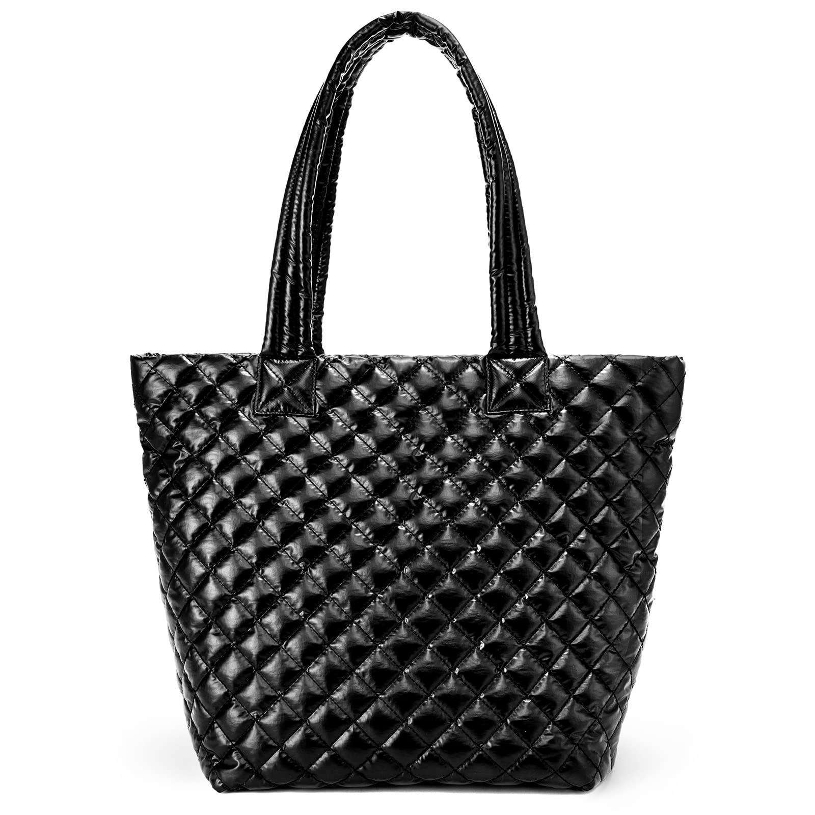 GASSDA Quilted Tote Bag For Women, Tote Bag for Women, Large Top Handle Handbags Hobo Bag for Work,Travel, Black 2, L, Daily