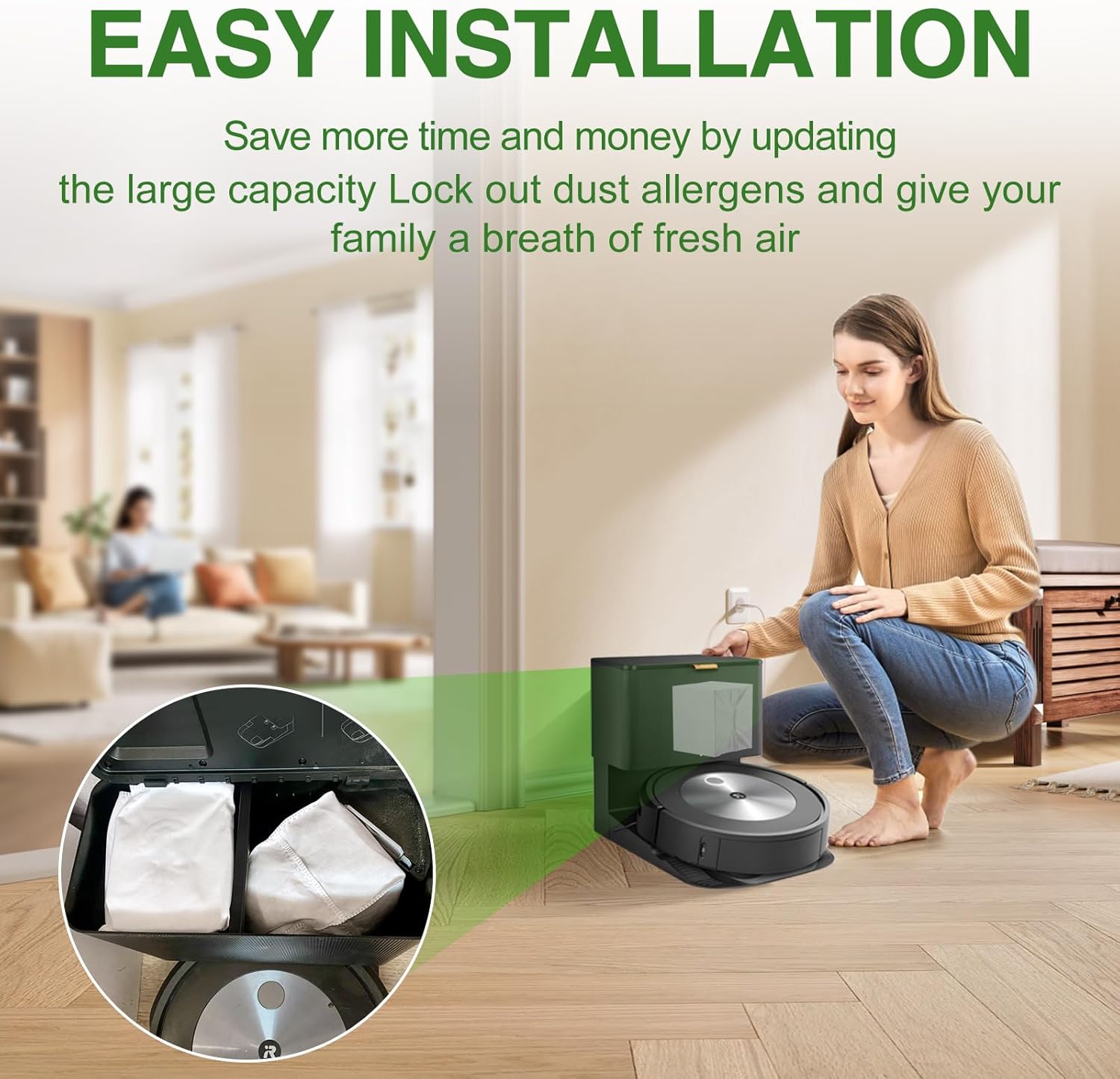 VBN 26 Pack Vacuum Bags for iRobot Roomba i s j 100 400 500 Series All Clean Base, Fit i3+ i4+ i5+ i6+ i7+ i8+ j7+ j8+ j9+ s9+ 104 105 405 504 505 507 Vac Combo, 705 Max Combo10, Dirt Disposal Bags