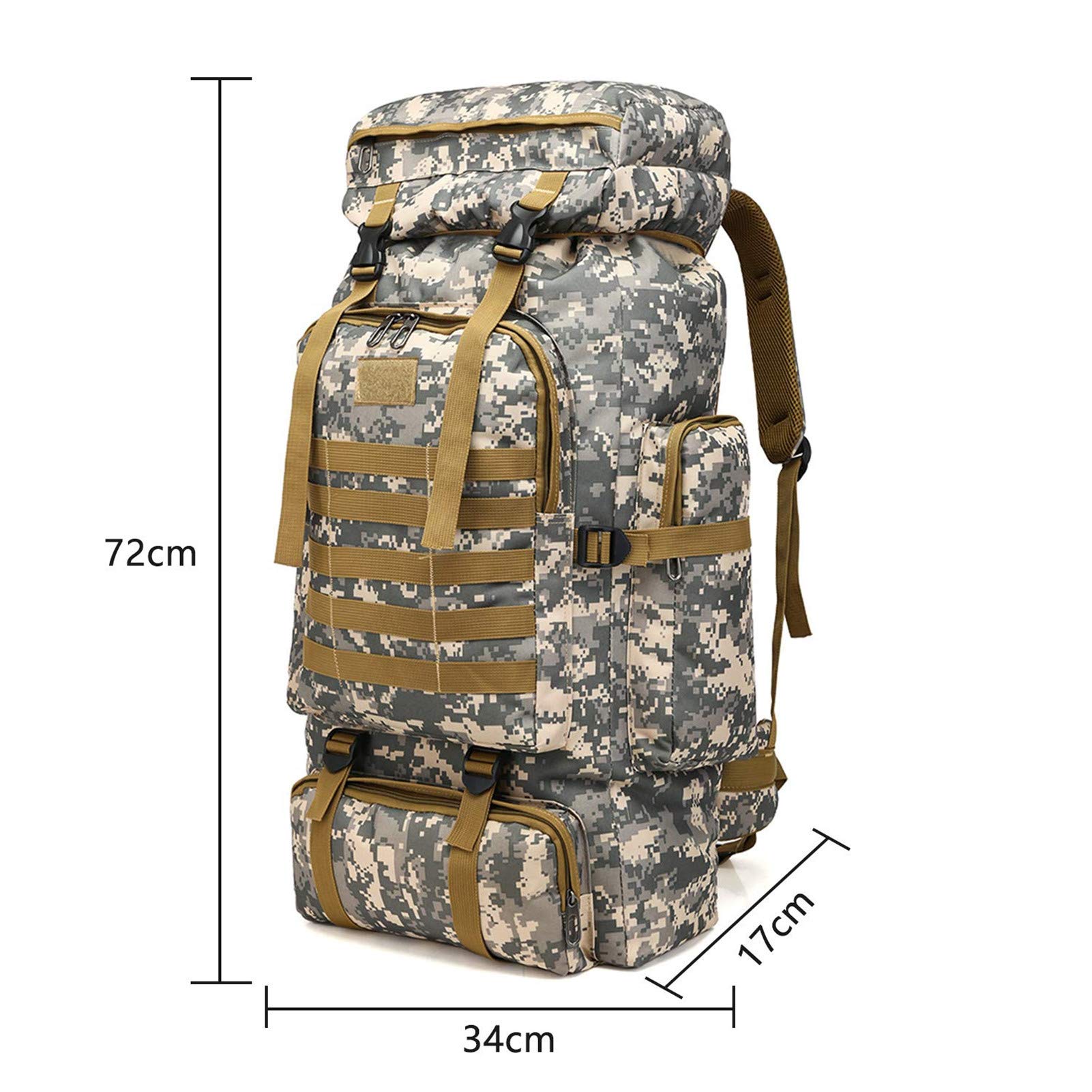 Wodoodporny plecak alpinistyczny 80 l, wielofunkcyjny plecak taktyczny do wspinaczki, wędrówek, biwakowania, Molle Design do sportów na świeżym powietrzu, Miejski kamuflaż