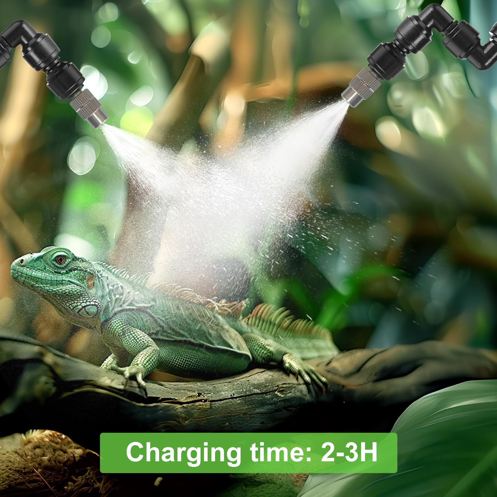 Nebulizzazione per Teca Rettili, Sistema di irrigazione del terrario, sistema di nebulizzazione intelligente per rettili, ugelli di spruzzo regolabili a 360°, telecomando per cellulare