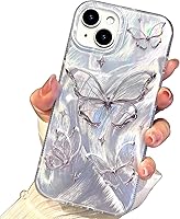 Vista 62 de I-MGAE-IN-AR - Funda compacta para iPhone 16 Pro Max con diseño de mariposa plateada brillante, a la moda, suave, delgada, de poliuretano
