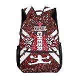 Cheer Red Cheerleader Print Custom Backpack Name Bookbags Laptop Bag Casual ShoppingTravel Daypack for Camping, 12.2(L)x5.9(W)x16.5(H)inch