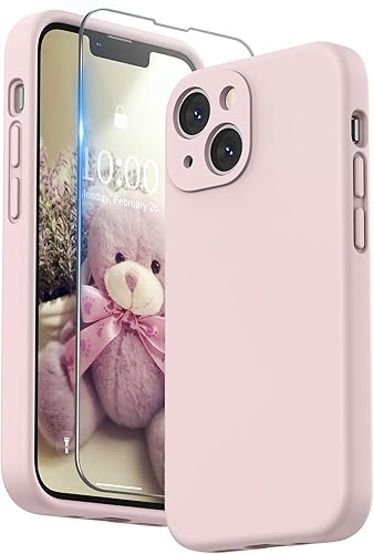 SURPHY Funda compatible con iPhone 13 Mini con protector de pantalla, (protección de cámara + forro de microfibra suave), funda de silicona líquida