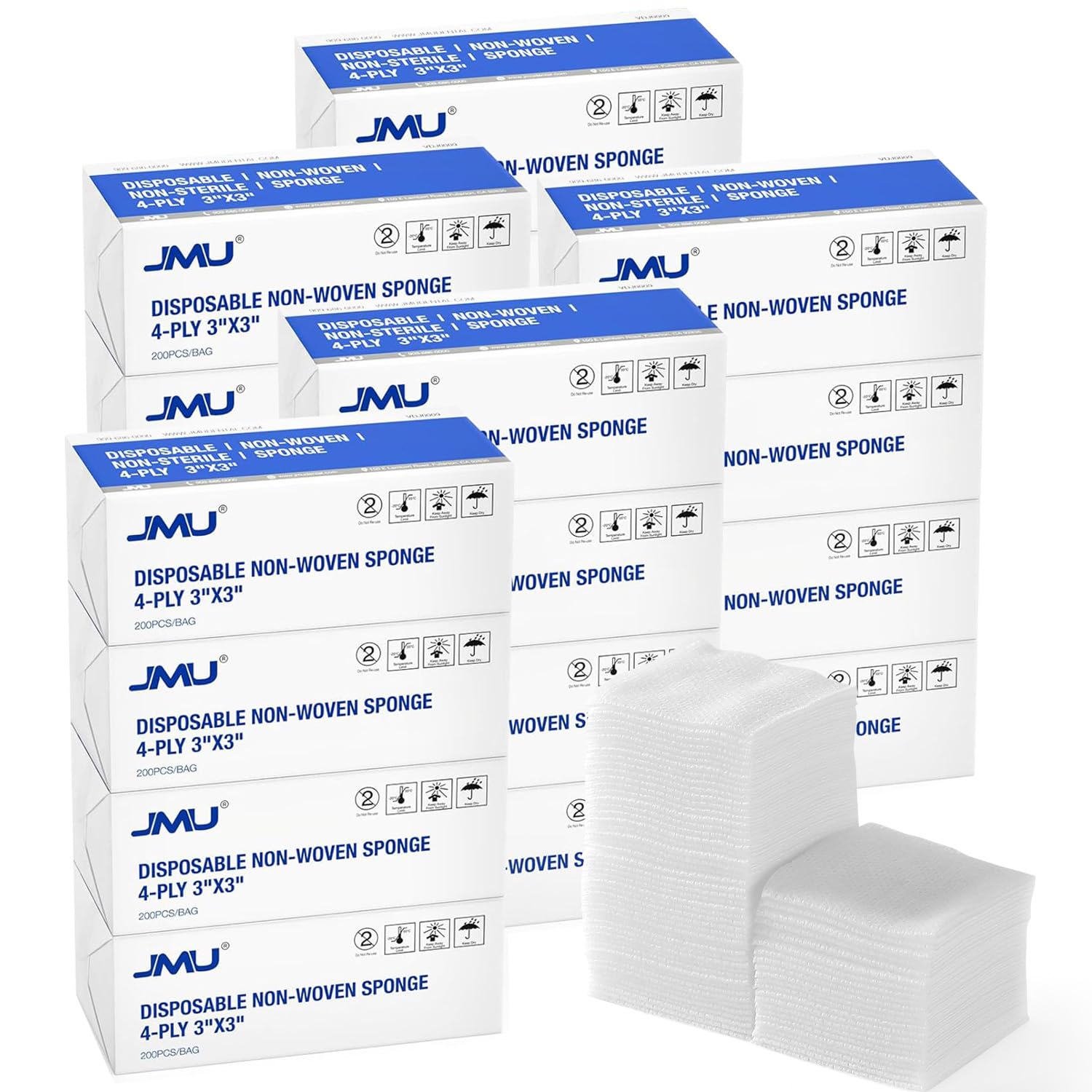 JMU 1000 Gauze Pads 2x2, Sponge Non-Woven 4-Ply Non-Sterile Dental Pads — Amazon image 8