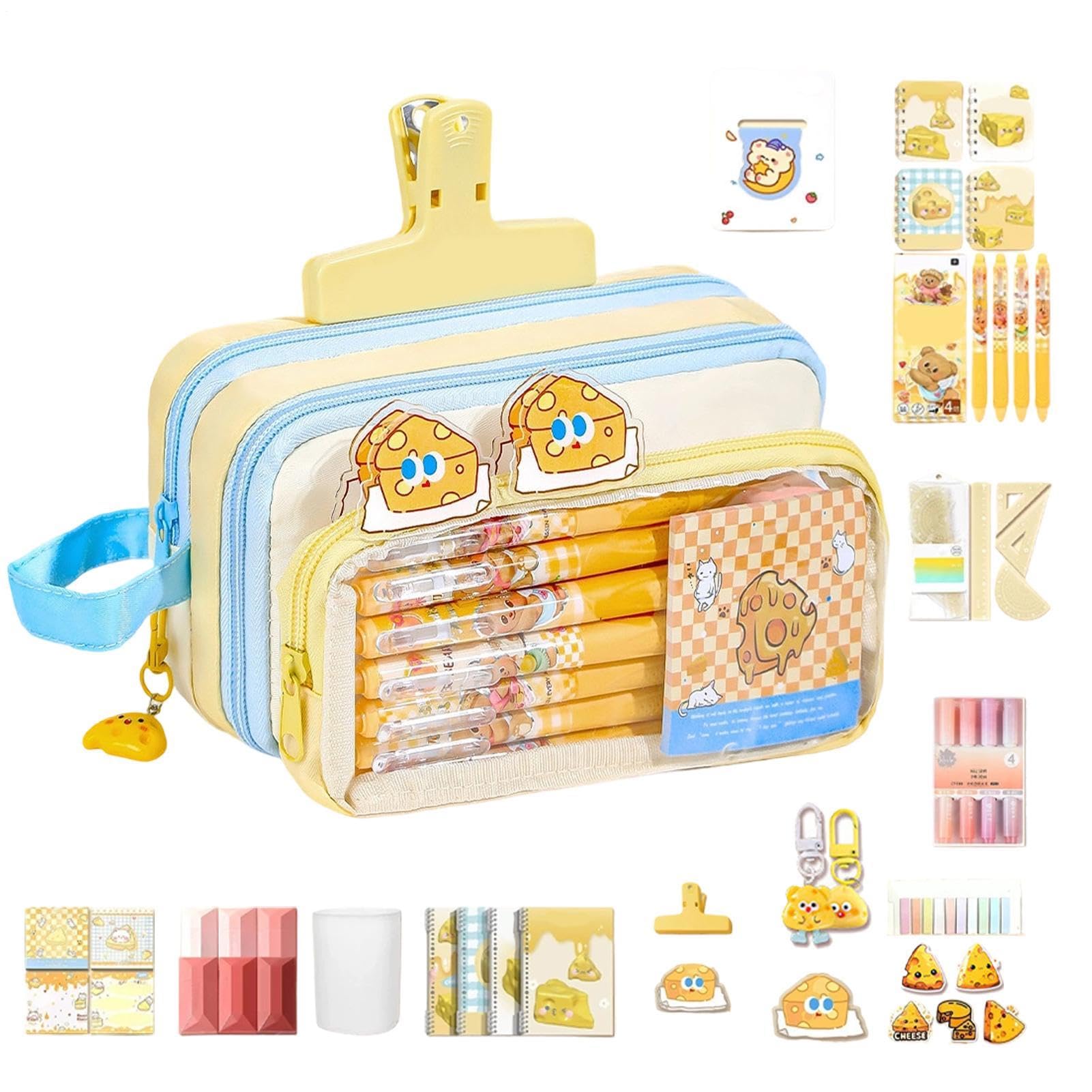 Grande Astuccio Portapenne Organizer Con Chiusura A Zip, Grande Capacità E | Portamatite con Cerniera e Penne per Studenti di Scuola Elementare e Università, Ragazze, Ritorno a Scuola, Com