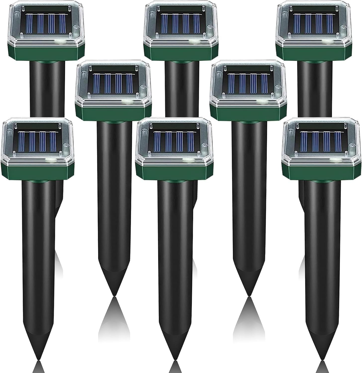 Photo 1 of outtkitywi 8 Pc Mole Repellent Solar Powered Sonic Mole Deterrent Spikes, Snake Gopher Vole Repellent for Lawn Garden & Yard Gopher Deterrent, Groundhog Repeller