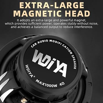 Upgrade 6.5 Car Speakers 1000W Peak Power - High-Performance Carbon Fiber Cone Woofers, Bullet Head Design for Clear Bass & Stereo Sound, Door Audio System (2 Speakers)