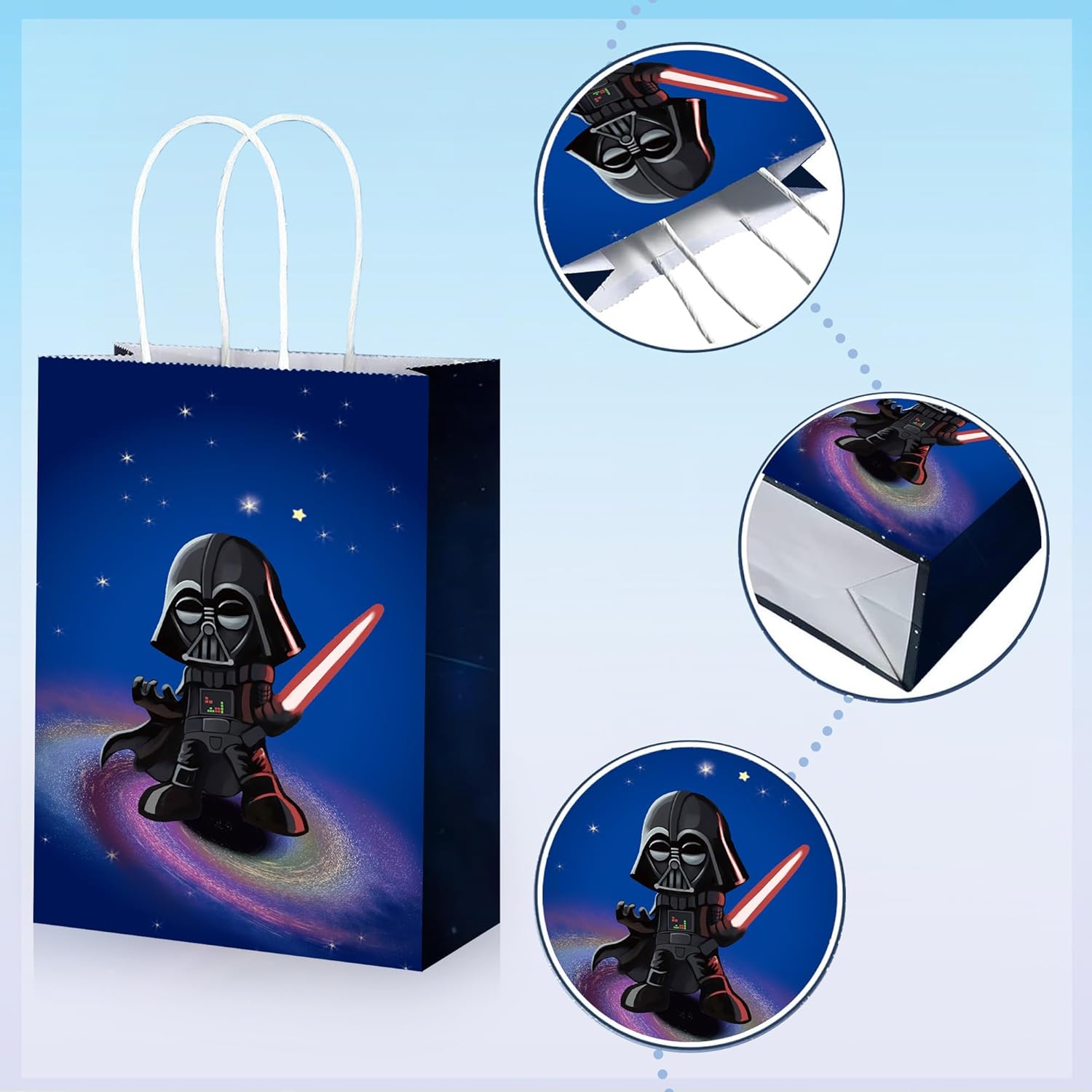 Whiteleopard The Inspired Party Favor Bags - 16 Pack Galactic Adventure Gift Bags for Birthday Decorations & Supplies (16)
