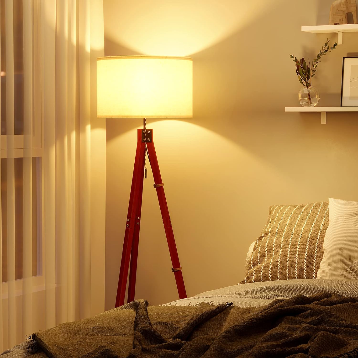 Best Deal Cheap 🛒 SUNMORY Wood Tripod Floor Lamp, Mid Century Dimmable Modern Lamp for Contemporary Living Rooms,Tall Adjustable Standing Lamp for Bedroom, Office(Red-Brown Tripod Holder) Get Discount 70% Price SUNMORY Wood Tripod Floor Lamp, Mid Century Dimmable Modern Lamp for Contemporary Living Rooms,Tall Adjustable Standing Lamp for Bedroom, Office(Red-Brown Tripod Holder)