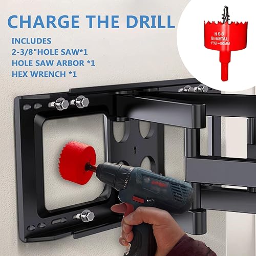 Miniatura 4 de ROOWINTOO Kit de gestión de cables para TV, ocultador de cables de pared para TV, incluye 2 pases y accesorio para taladro de sierra de agujero