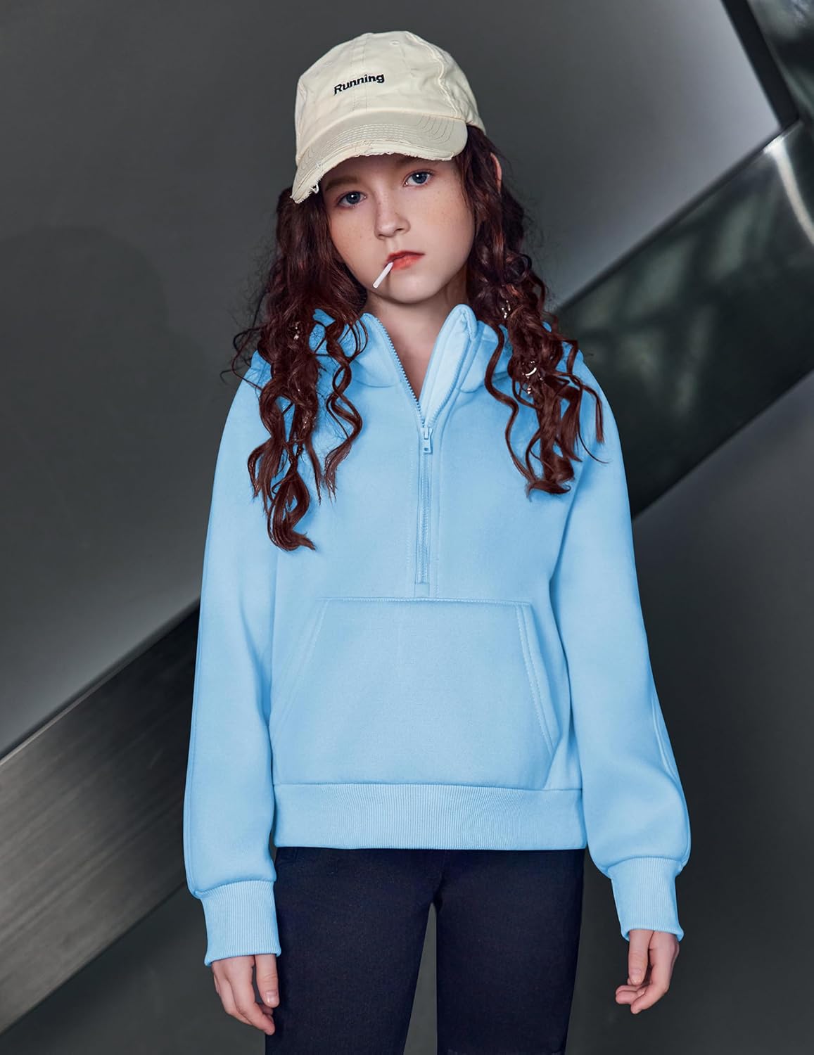 Arshiner Girls Half Zip Sweatshirt Fleece Hooded Pullover for Teen Long Sleeve Tops Fall Winter Clothes Thumb Hole - Image 2