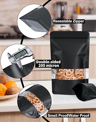Miniatura 4 de Paquete de 100 bolsas a prueba de olores de 4.7 x 7.9 pulgadas, bolsas resellables con ventana mate, bolsa de papel de aluminio, bolsas sellables