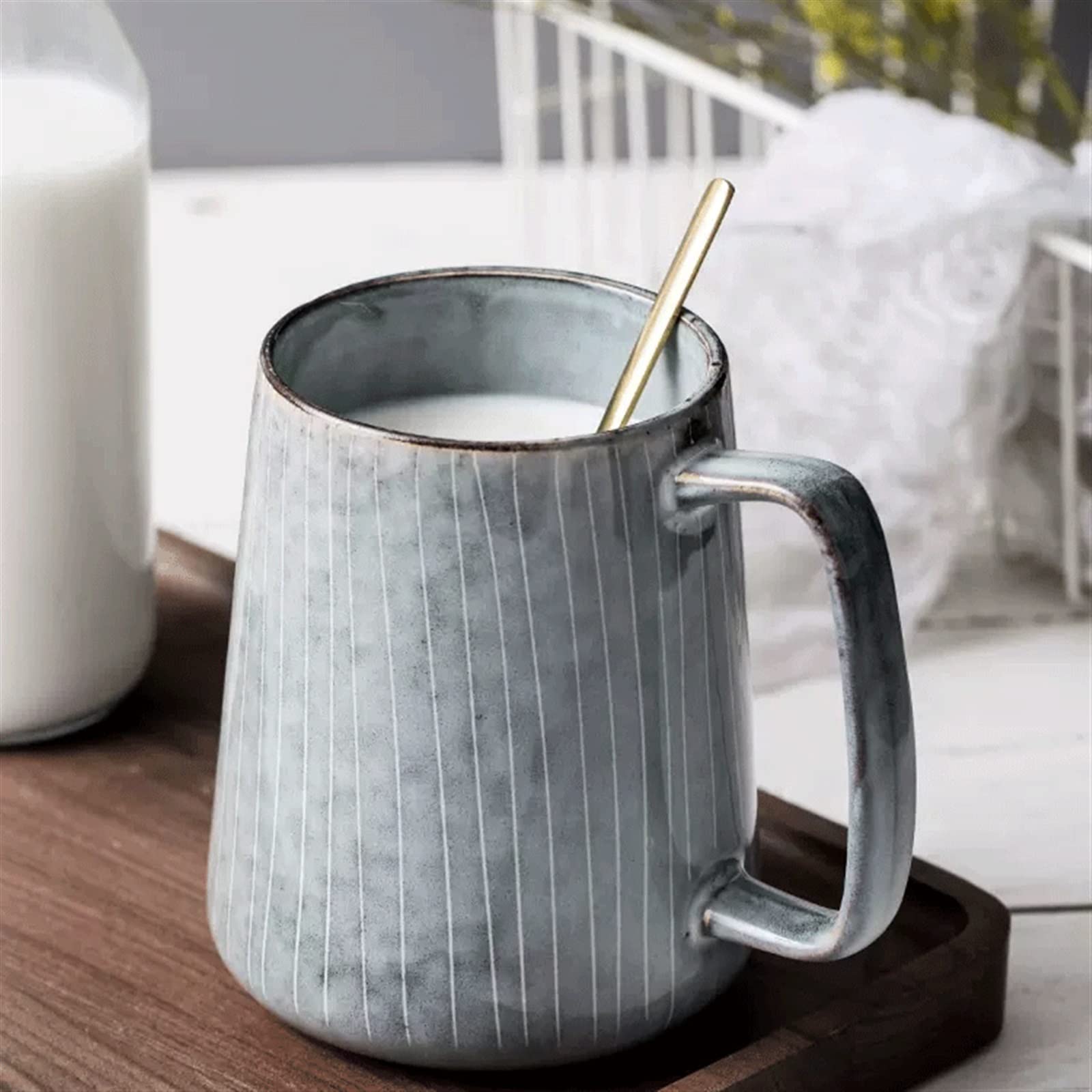 Nowoczesny styl 650 ml retro pionowy ziarno ceramiczny kubek do kawy dom osobowość super pojemność kubek biuro kreatywna herbata do gorącej czekolady