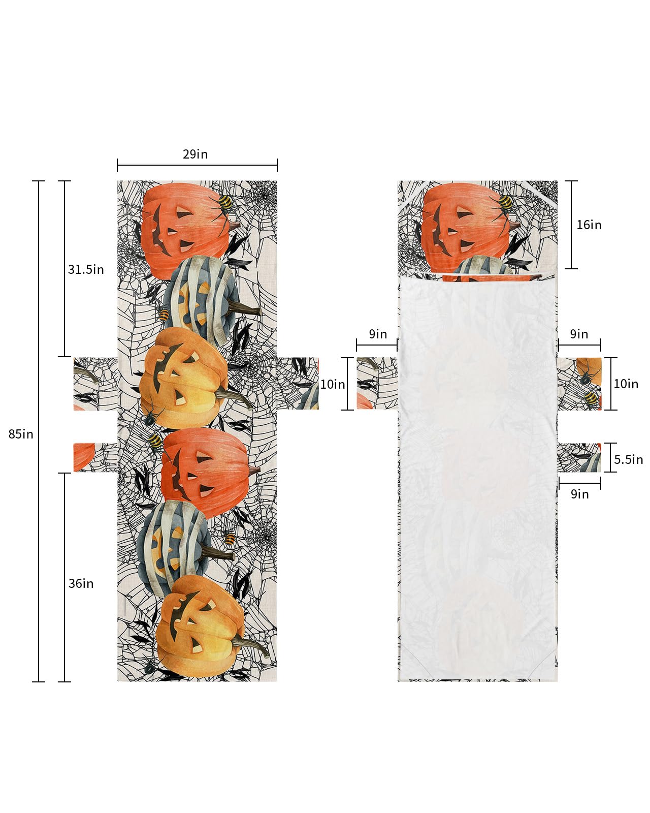 Halloween Beach Lounge Chair Towel Cover, Soft Chaise Lounge Towel with Side Pockets Patio Pool Chairs Cover for Beach/Pool Sunbathing 29x85 Orange Blue Yellow Pumpkins Black Net