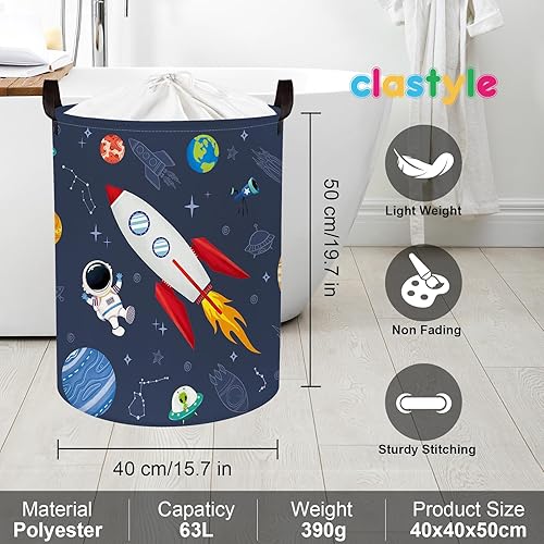 Miniatura 6 de Clastyle Cesta de lavandería de cohete de astronauta cósmico de 63 litros para niños, grande, plegable, para ropa sucia, cesta de almacenamiento de