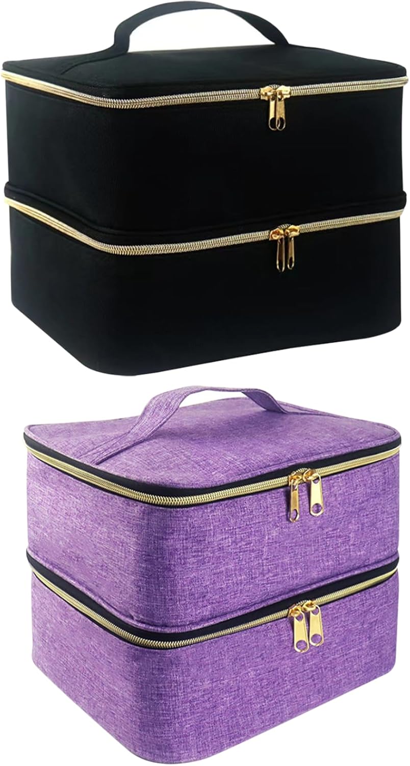 Sewing Box Large 2 Layers Sewing Bag Sewing Thread Storage Case with Handle and Zips Sewing Accessories Organiser for Thread Needle Storage Purple