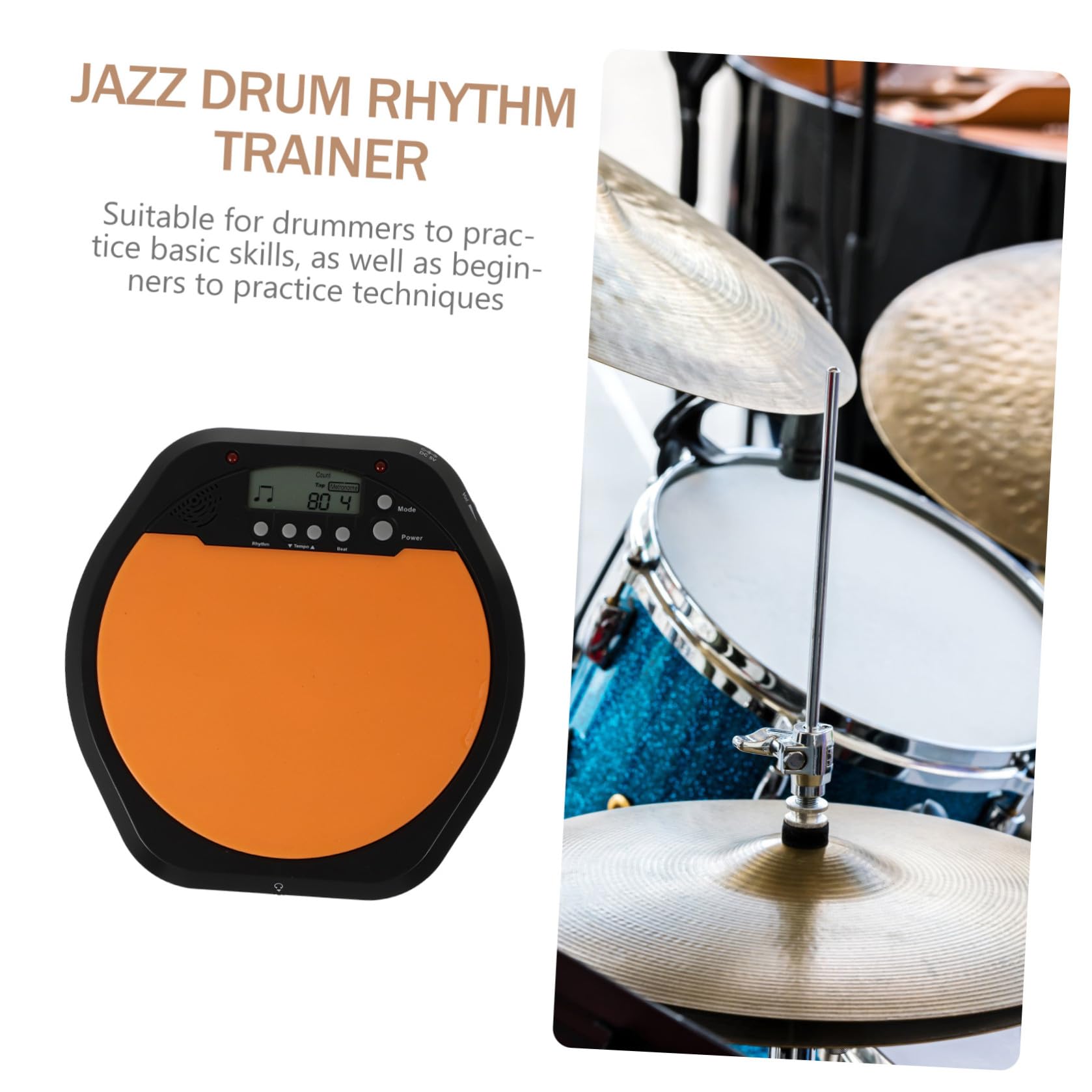 Pad Batteria Allenamento Elettronico Arancione da 8 Pollici in Silicone e Abs Riduzione del Volume, Flessibile per Esercizi di Ritmo e Pratica Musicale