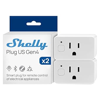 Shelly Smart Plug UL, WiFi, Bluetooth, Zigbee, Matter Outlet with Power Metering, Works with HomeKit, Google Home, Alexa, Home Assistant, Smart Socket, Easy Setup 2, White