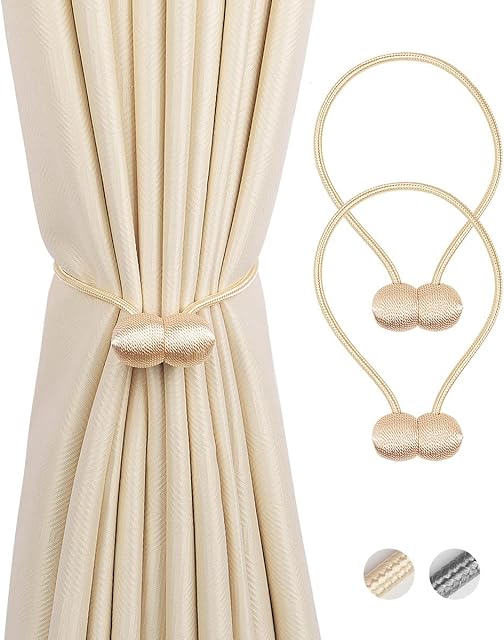 2 pieces Magnetic Curtain Tiebacks Clips Curtain Buckles Holdbacks Binding Weaving Tie Band For Home Office Decorative
