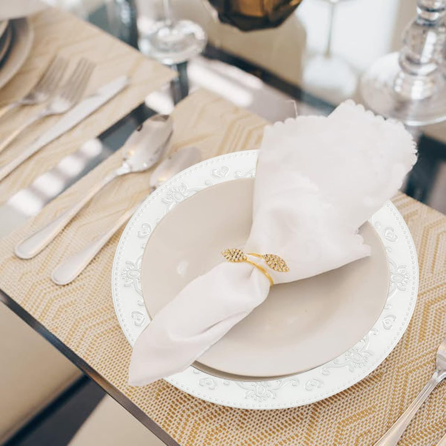 13-Inch Charger Plates, 6Pcs Dinner Plate Chargers Round Server Ware, White