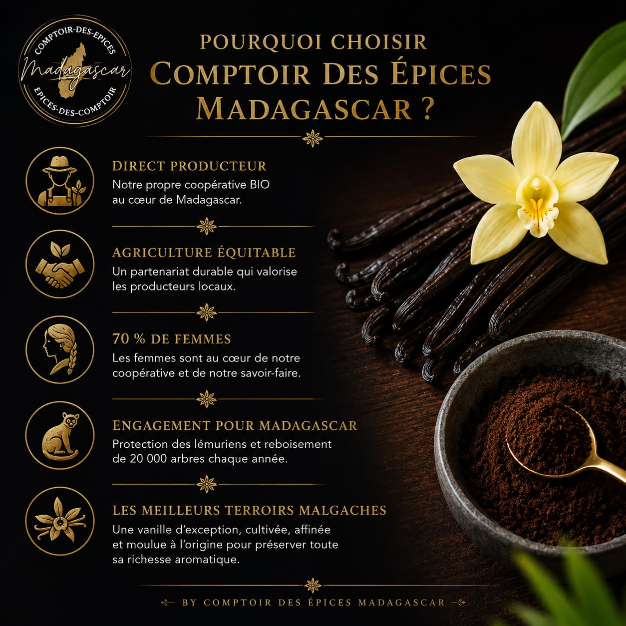 Caviar de Vanille 50g – Pulpe Pure de Vanille Noire Gourmet Madagascar – Qualité Ultra Premium – Direct Producteur Mada Organic – Idéal Pâtisserie & Gastronomie