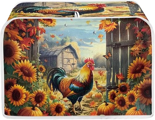 Vista 65 de UNICEU Funda acolchada para tostadora con patrón de café, se adapta a la mayoría de tostadoras estándar de 4 rebanadas patrón de café,Hojas de otoño