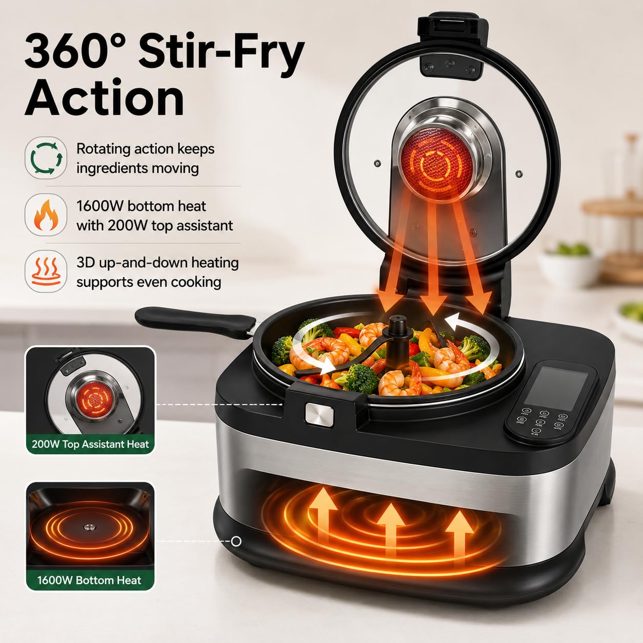 Machine à cuisiner automatique pour sauter et mijoter, capacité de 5 L