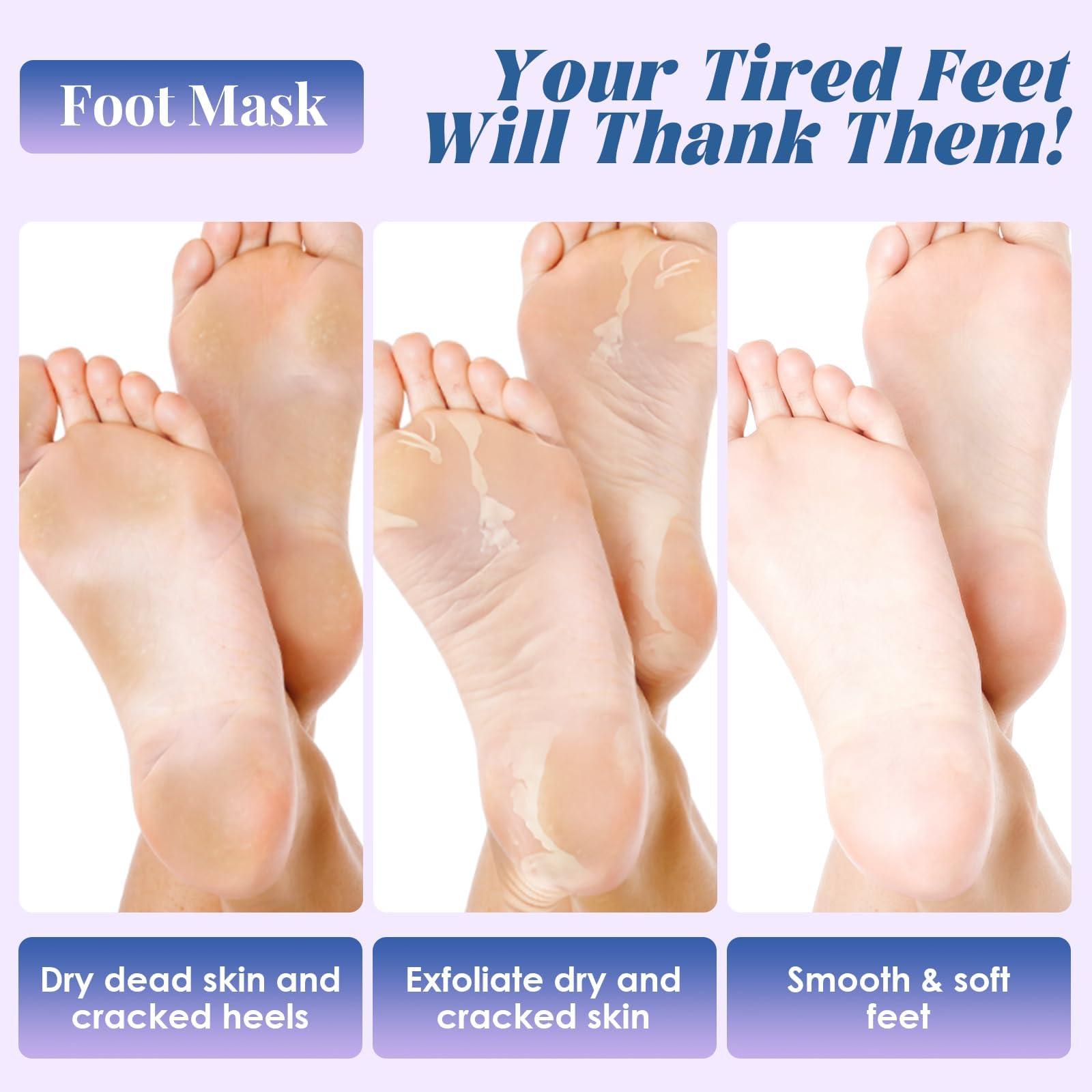 3 Pares Foot Peel Mask Exfoliante e Hidratante para Pies, Calcetines de Cuidado con Leche, ayuda a eliminar piel muerta, para pies secos, ásperos y talones agrietados, para mujeres y hombres — view 2