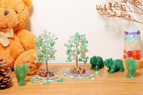 Miniatura 2 de Árbol de dinero de cristal de aventurina verde Alambre de cobre, árbol de la suerte Feng Shui atrae energía positiva piedra preciosa para el hogar,