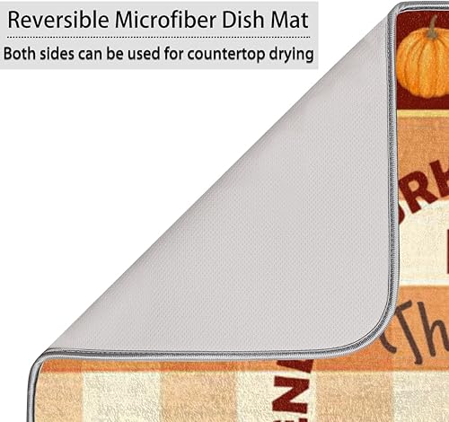 Miniatura 5 de Tapete de secado de platos para el día de Acción de Gracias, tapete de secado lavable, tapete escurridor de platos absorbente para platos del hogar,
