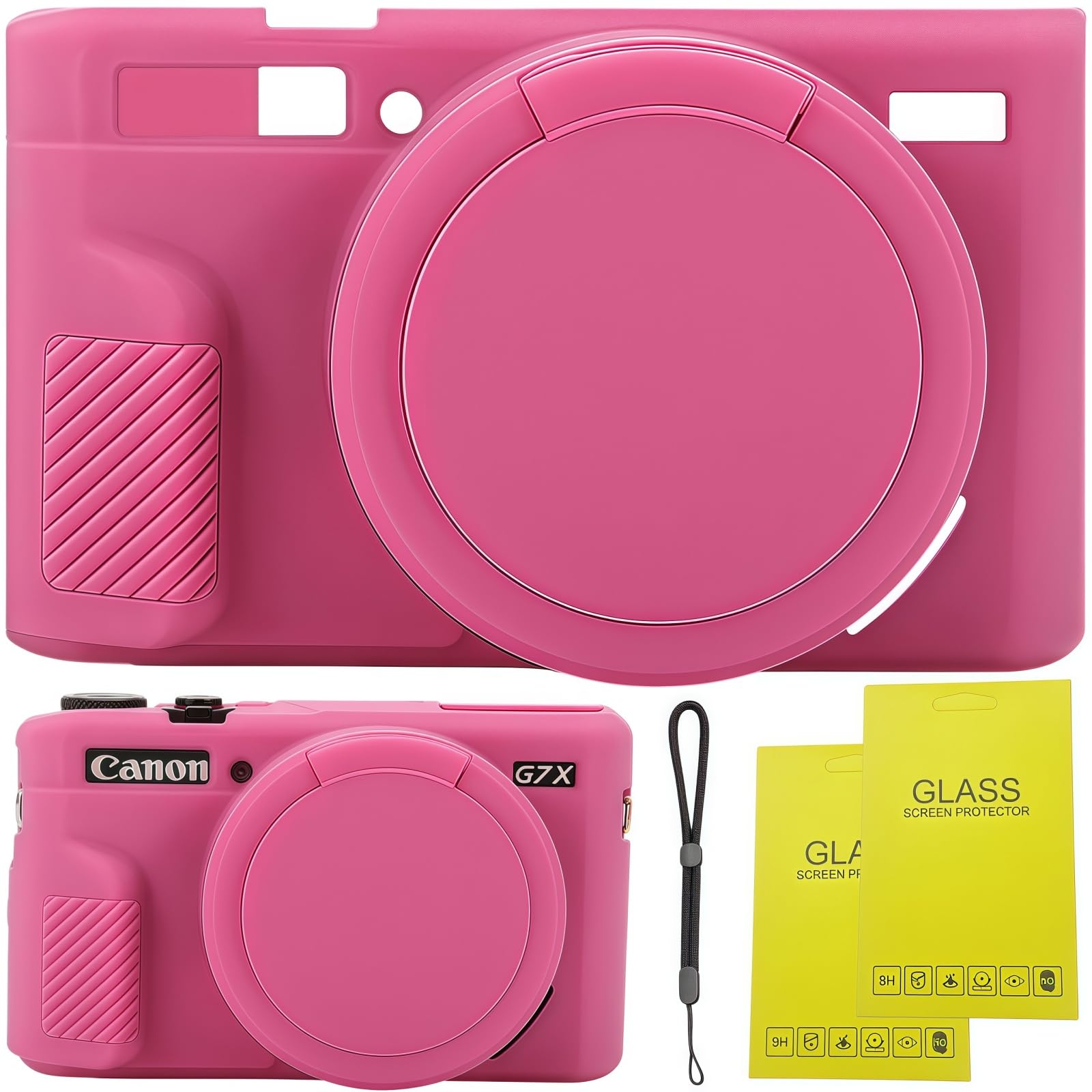 SZHSYJY G7X Mark II case,G7X Removable Lens Cover Silicone Cover for Canon PowerShot G7X ii,Comes with 2 Screen Protectors and 1 Wrist Strap.G7X