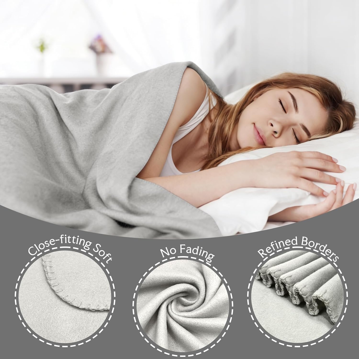 6 Pc Soft Fleece Throw Blankets 210GSM, 60x50 Inch - Lightweight Cozy Blankets Bulk, Wool Blankets in Bulk for Wedding Gifts & Homeless Donations (Gray) - Image 2