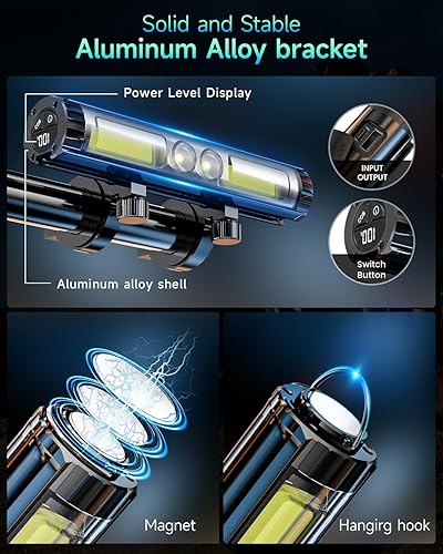 Miniatura 4 de 2026 Upgrade 10000 Lumen Super Bright Bike Light Taillight for Night Riding,6 LED 8000 mAh Rechargeable Bicycle Headlight Runtime 72+hr,10 Mode,2