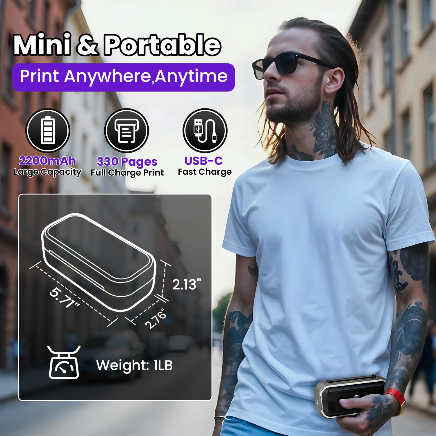 Phomemo TP31 Tattoo Drucker, Aufgerüstet Mini Tattoo Stencil Drucker 3 Zoll, Tattoodrucker mit 30pcs Papier für Anfänger, Tätowierer, Tattoo Printer Bluetooth Kompatibel mit Smartphone, Tablet