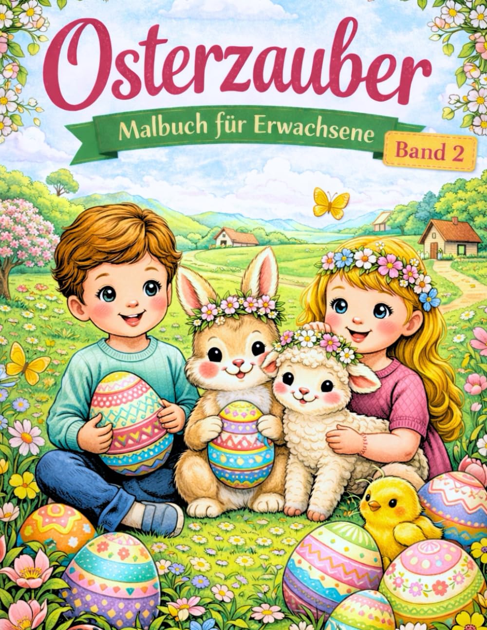 Osterzauber – Malbuch für Erwachsene Band 2: Frühlingshafte Osterbilder mit Hasen, Lämmern, Ostereiern & Natur – Entspannung, Achtsamkeit und kreative Auszeit zur Osterzeit