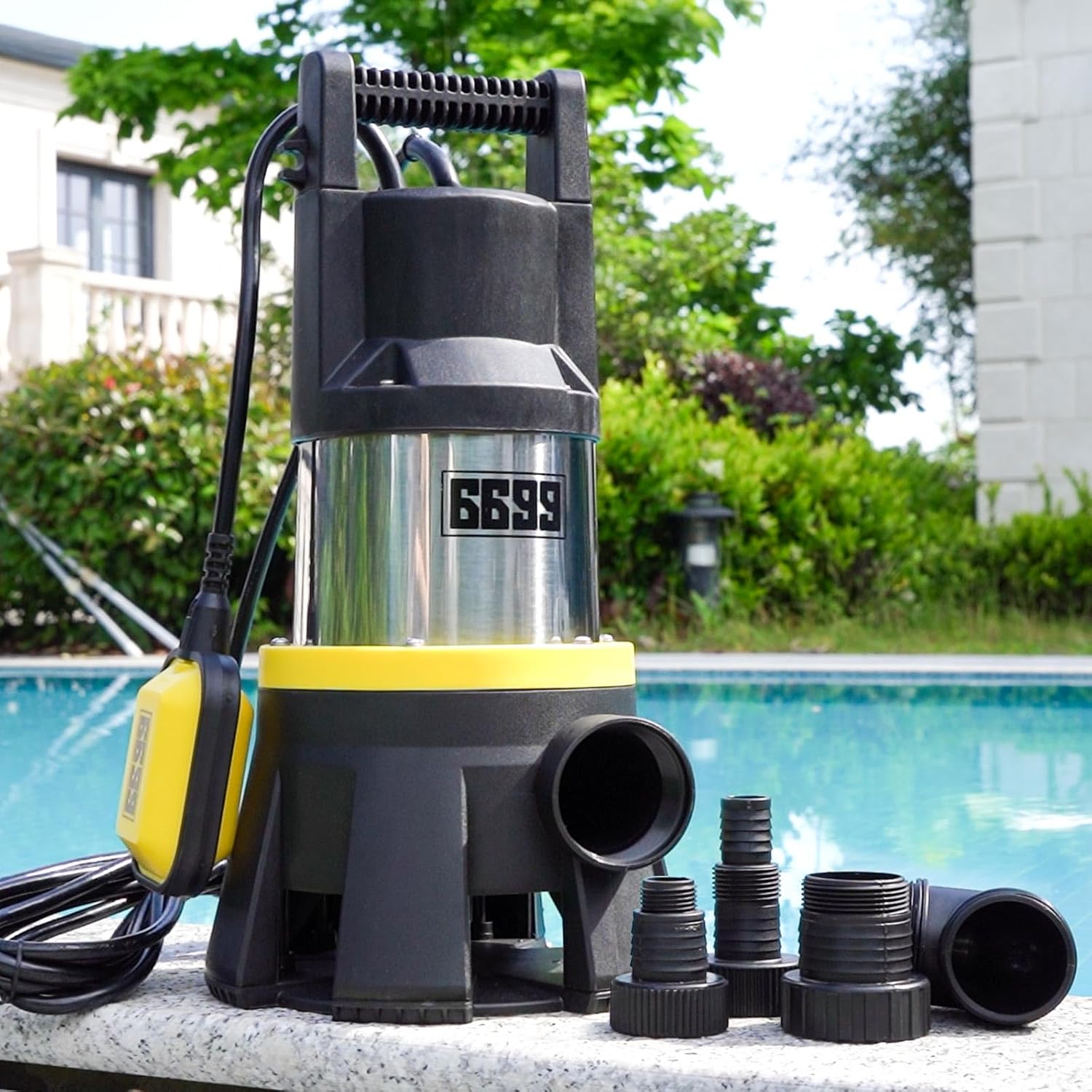 Sump Pump Submersible 7000GPH Powerful Water Pump for Pool Draining 1.5HP Stainless Steel Utility Pump with Float Switch 16FT Power Cord for Flooded House Sump Pit Pond Remove Water SUB 7000S 7000GPH Powerful Pump