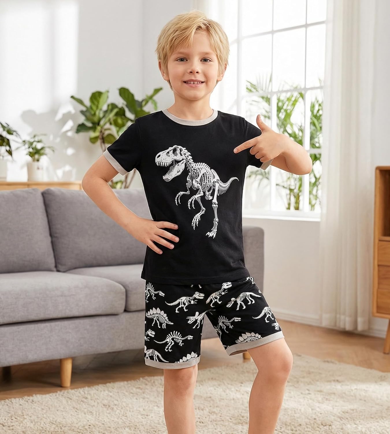 HONGTEYA Toddler Boys Clothes Kids Cotton Clothes Fun Cool Summer Short Wear in Night Size 2-7T - Image 6