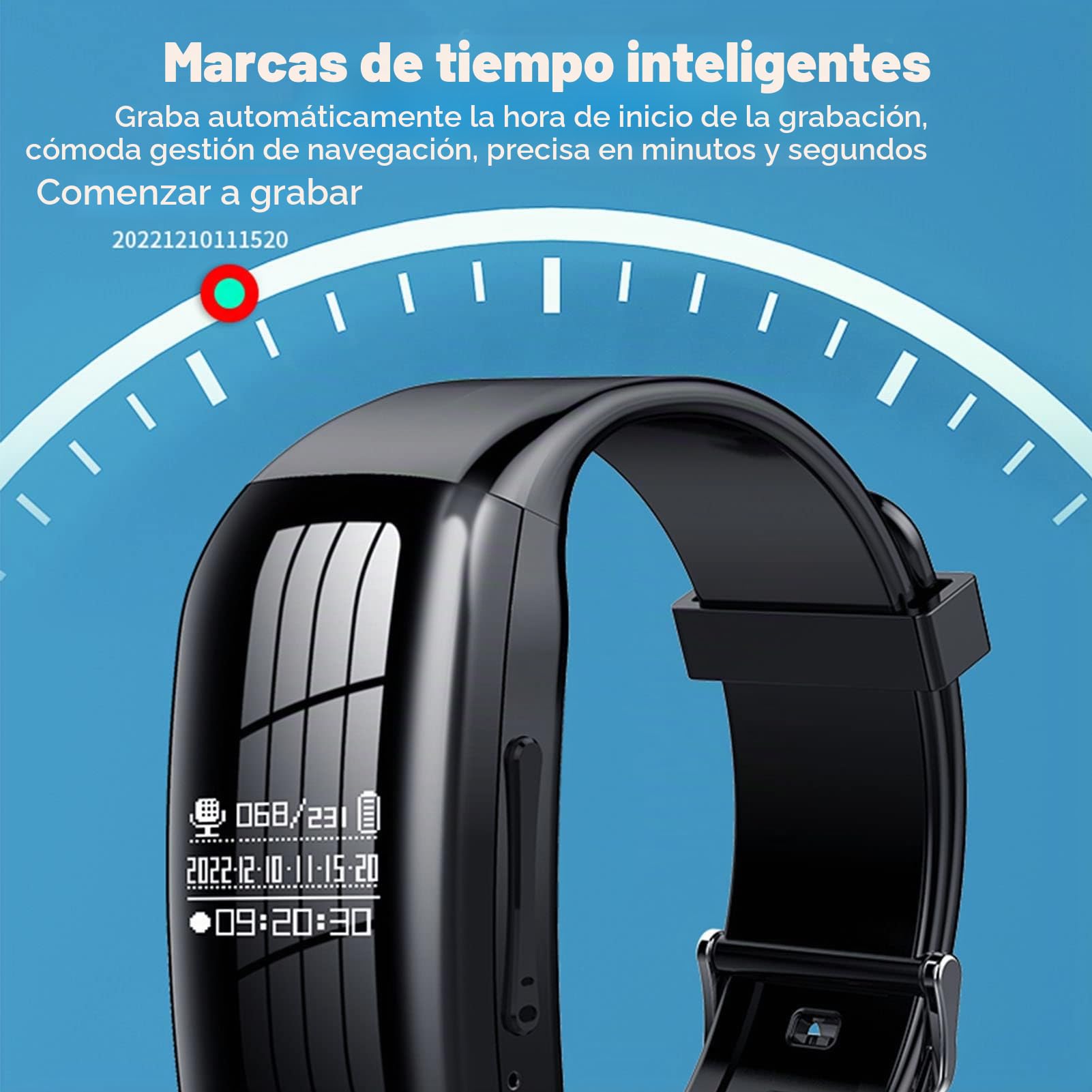 Reloj con Grabadora de Voz Digital, Pulsera con Grabadora Activada por Voz con Reducción de Ruido HD, Dispositivo de Grabación con un Clic para Entrevistas, Reuniones de Negocios (8G)