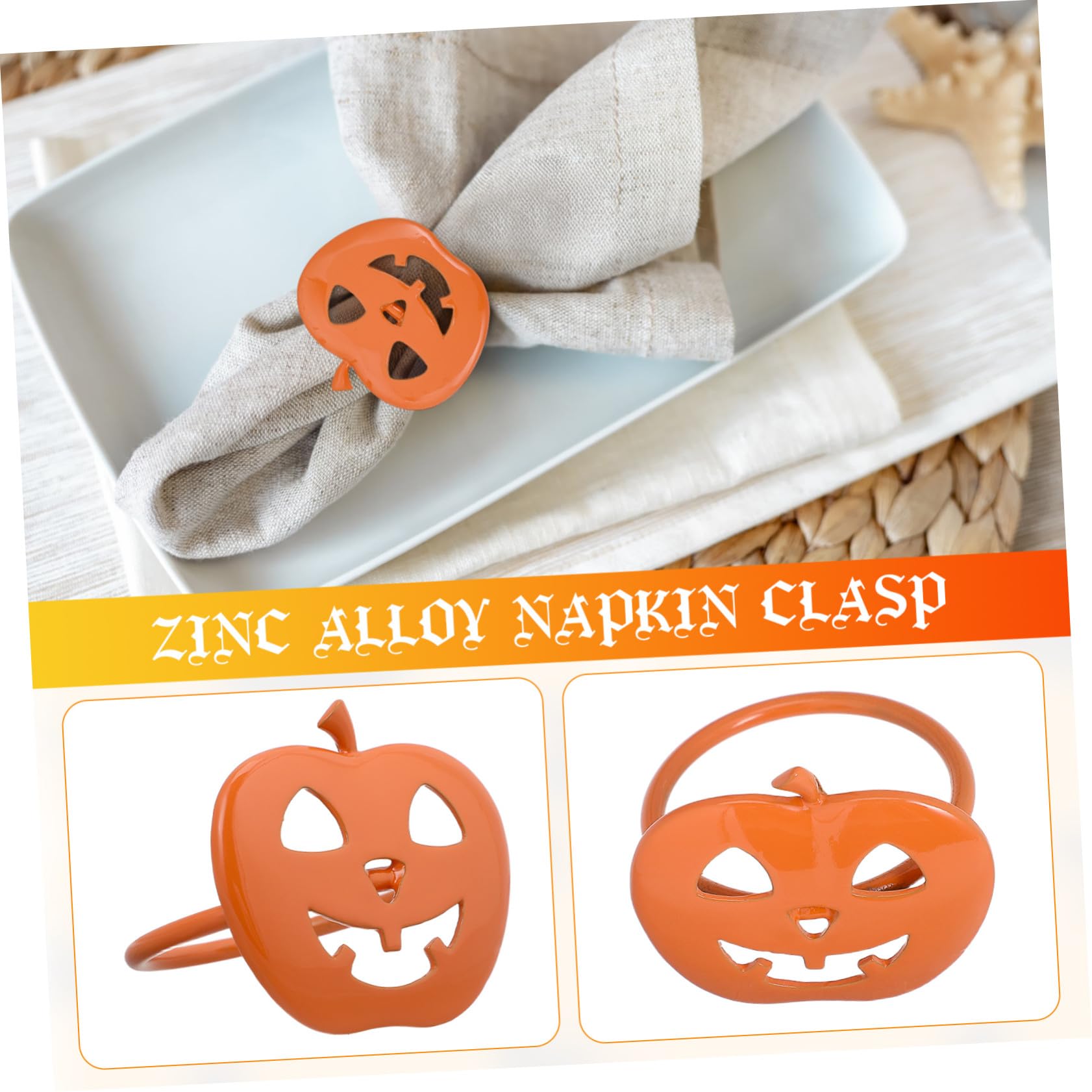 12pezzi Portatovaglioli a Forma Di Cranio Arancione Anelli Per Tovaglioli Decorativi Per Feste Di Halloween Per Ristoranti e Hotel Confezione