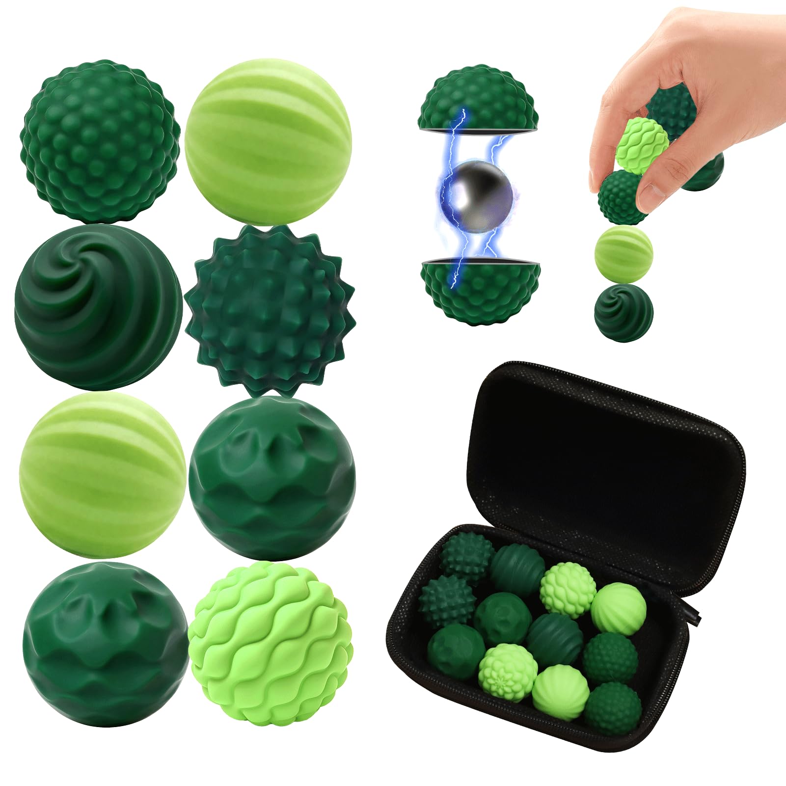 12 PCS Magnetic Balls Fidget Toys for Adults & Teens Silicone Stress Relief Sensory Toys for Autism ADHD Anxiety Stocking Fillers Office Gifts