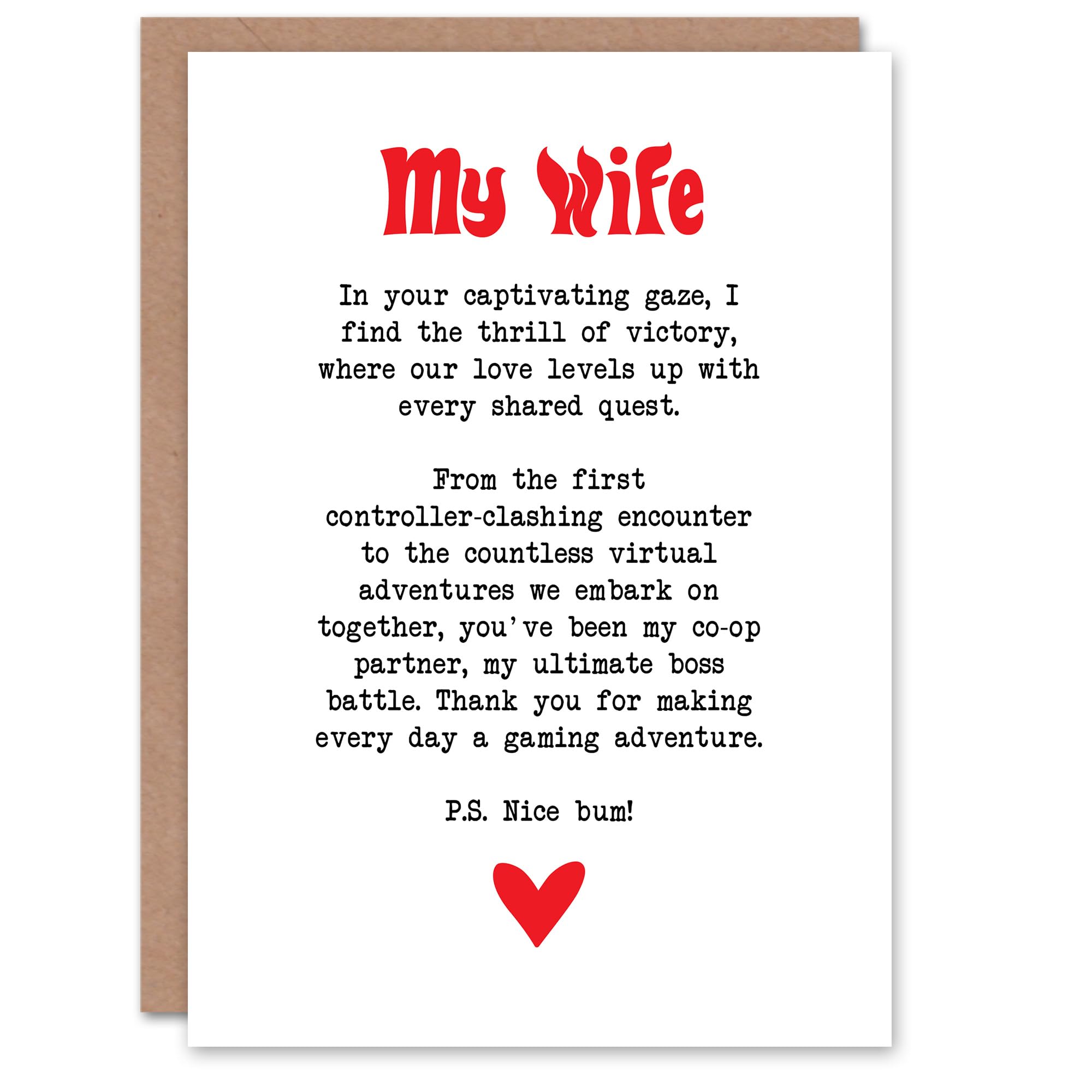Artery8 Greeting Card Love Poem Gamer Nerd Wife Romantic Poetry Fun For Her Woman Anniversary Card