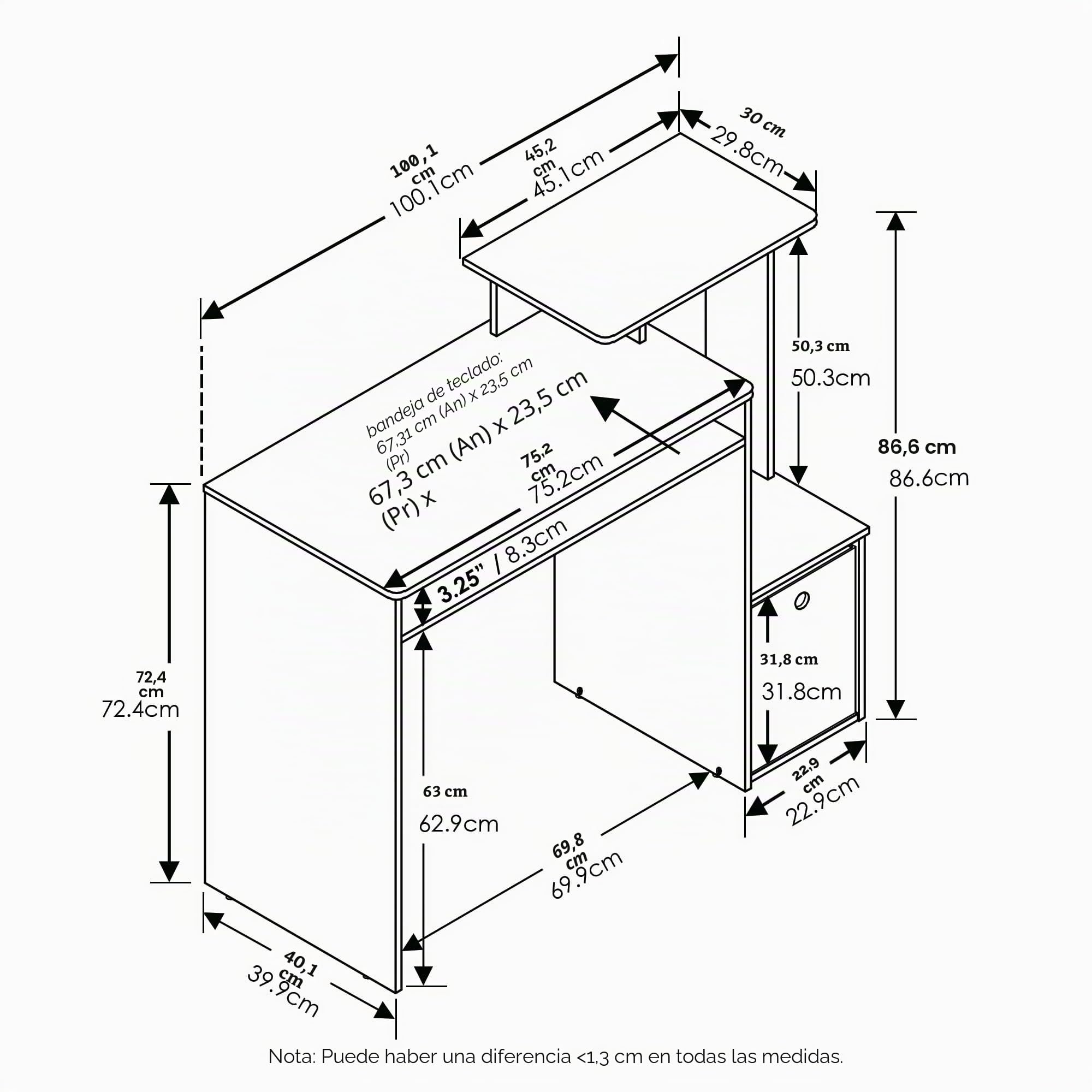 Furinno Escritorio De Computadora Beige